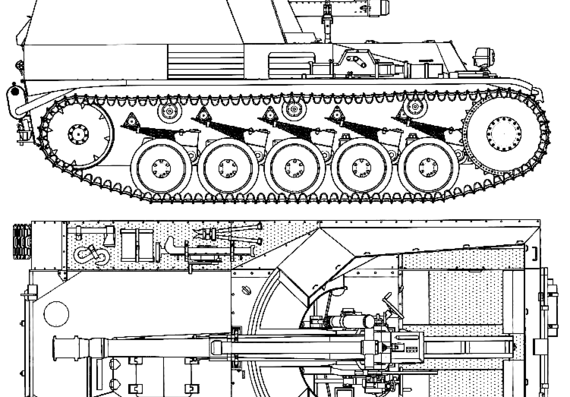 Танк Sd.Kfz. 124 Pz.Kpfw.II [Sf] Wespe - чертежи, габариты, рисунки